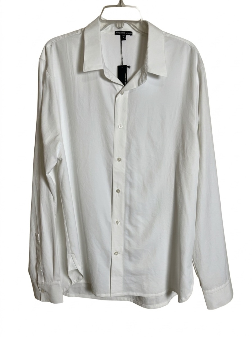 James Perse Men's White Matte Cabana Long Sleeve Button Up Shirt - MLMP3695